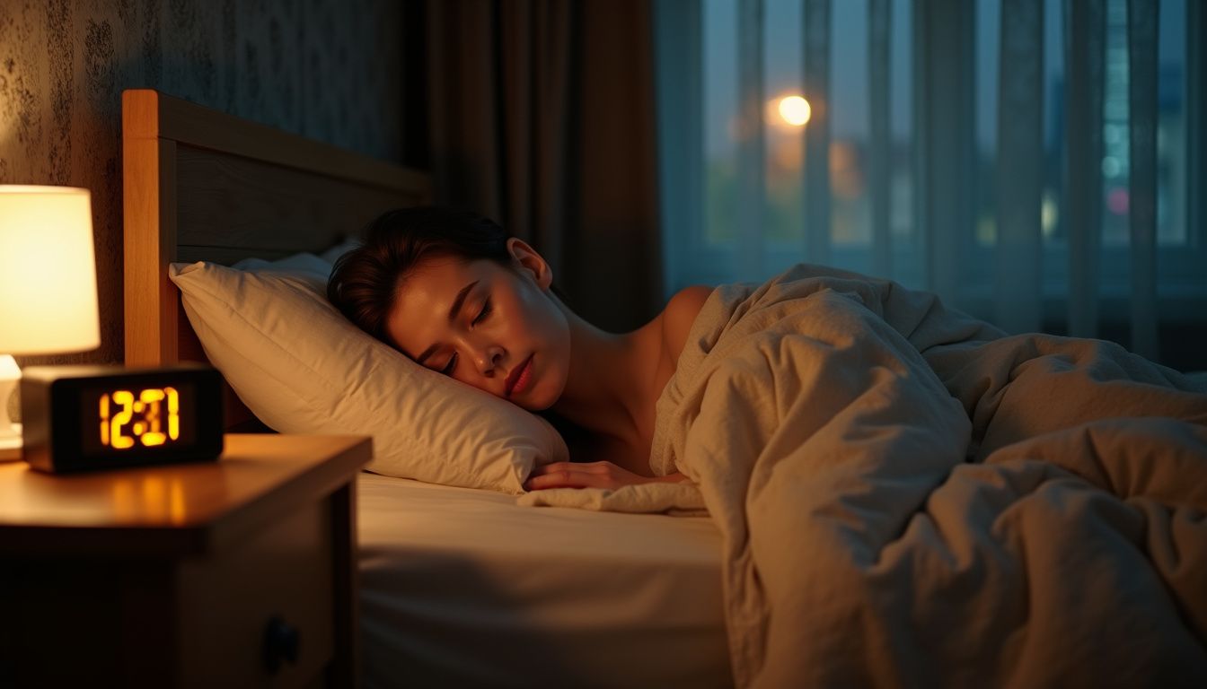 A person sleeps peacefully in a modest, cozy bedroom. A person sleeps peacefully in a modest, cozy bedroom.